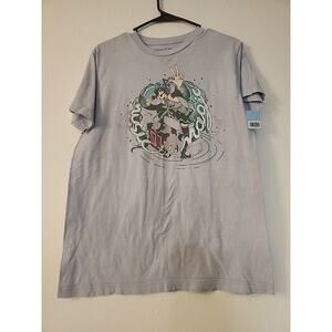 Crypton Shirt Mens Medium Blue Crew Neck Short Sleeve Graphic Stretch Pullover